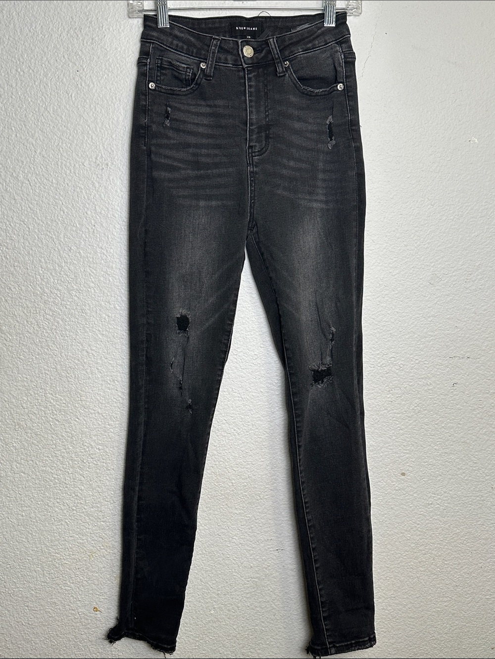 Risen Jeans High Rise Skinny Distressed Stretchy Black Womens Size 3/26